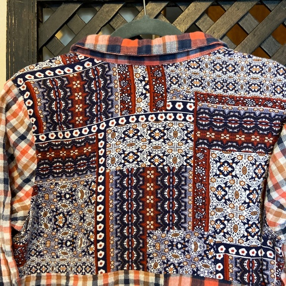 The Poppy Seed; Orange Boho Floral, Plaid & Checkered Flannel - Picture 5 of 7